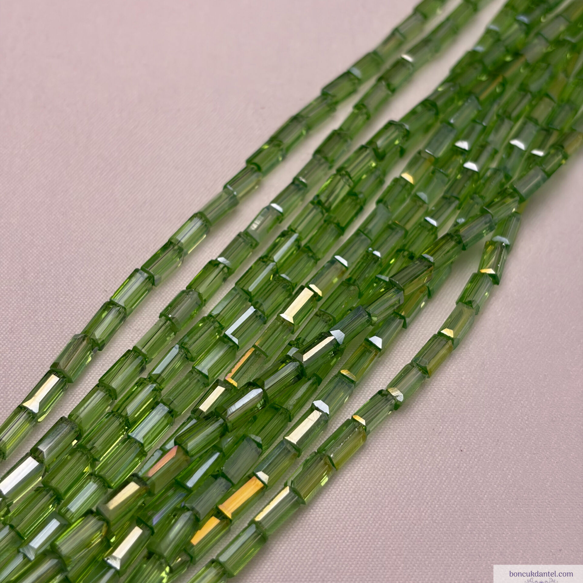3x6mm Baget Kristal Su Yeşili Rengi