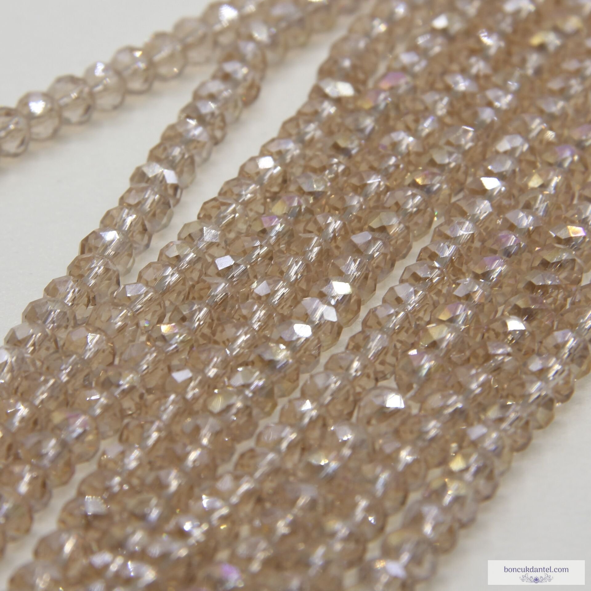 6mm Basık Dizi Kristal Vizon