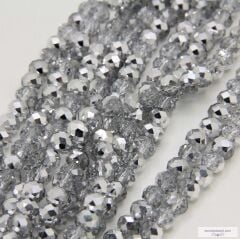 8mm Basık Dizi Kristal Yarı Gümüş