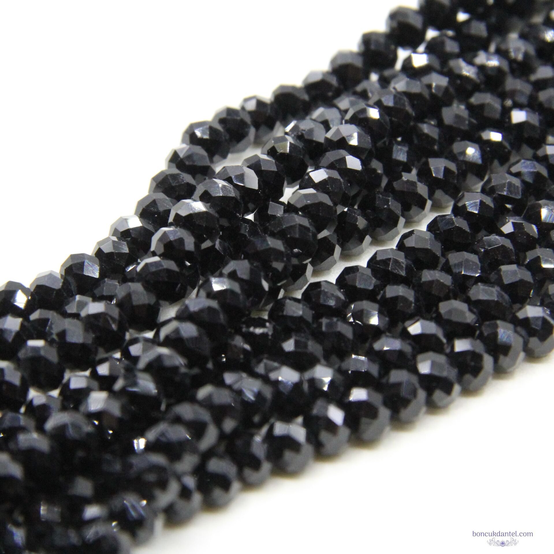 6mm Basık Dizi Kristal Siyah