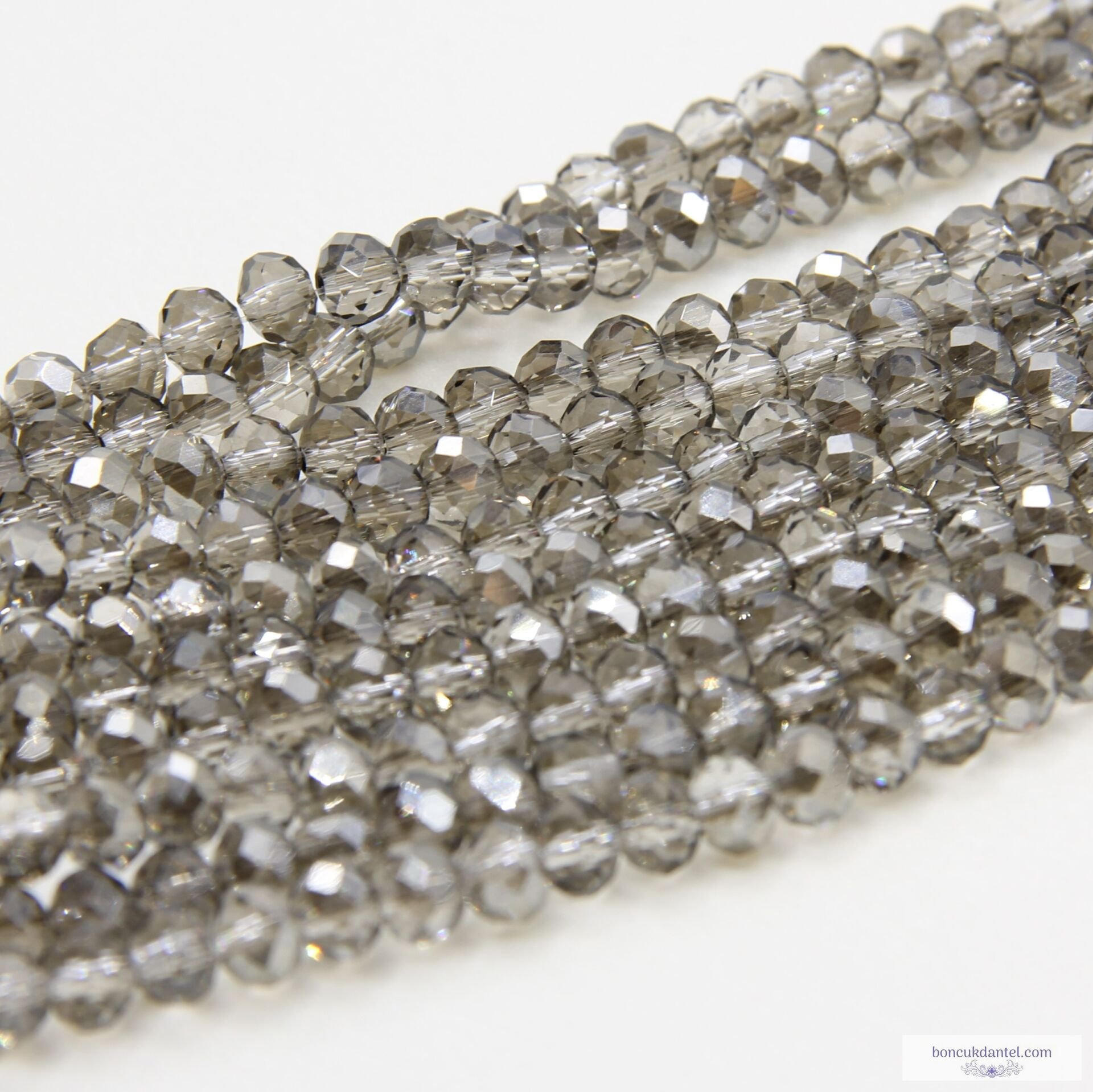 6mm Basık Dizi Kristal Duman Rengi