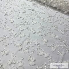3  Boyutlu Çiçekli Gelinlik Danteli - Metrelik