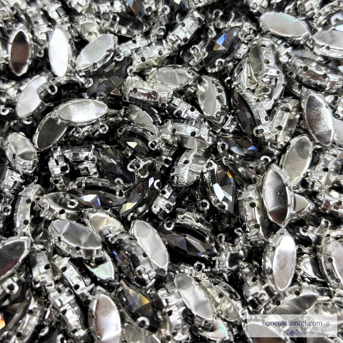 Kasalı Cam Taş Mekik - Black Diamond Rengi (100 Adetli Paket)
