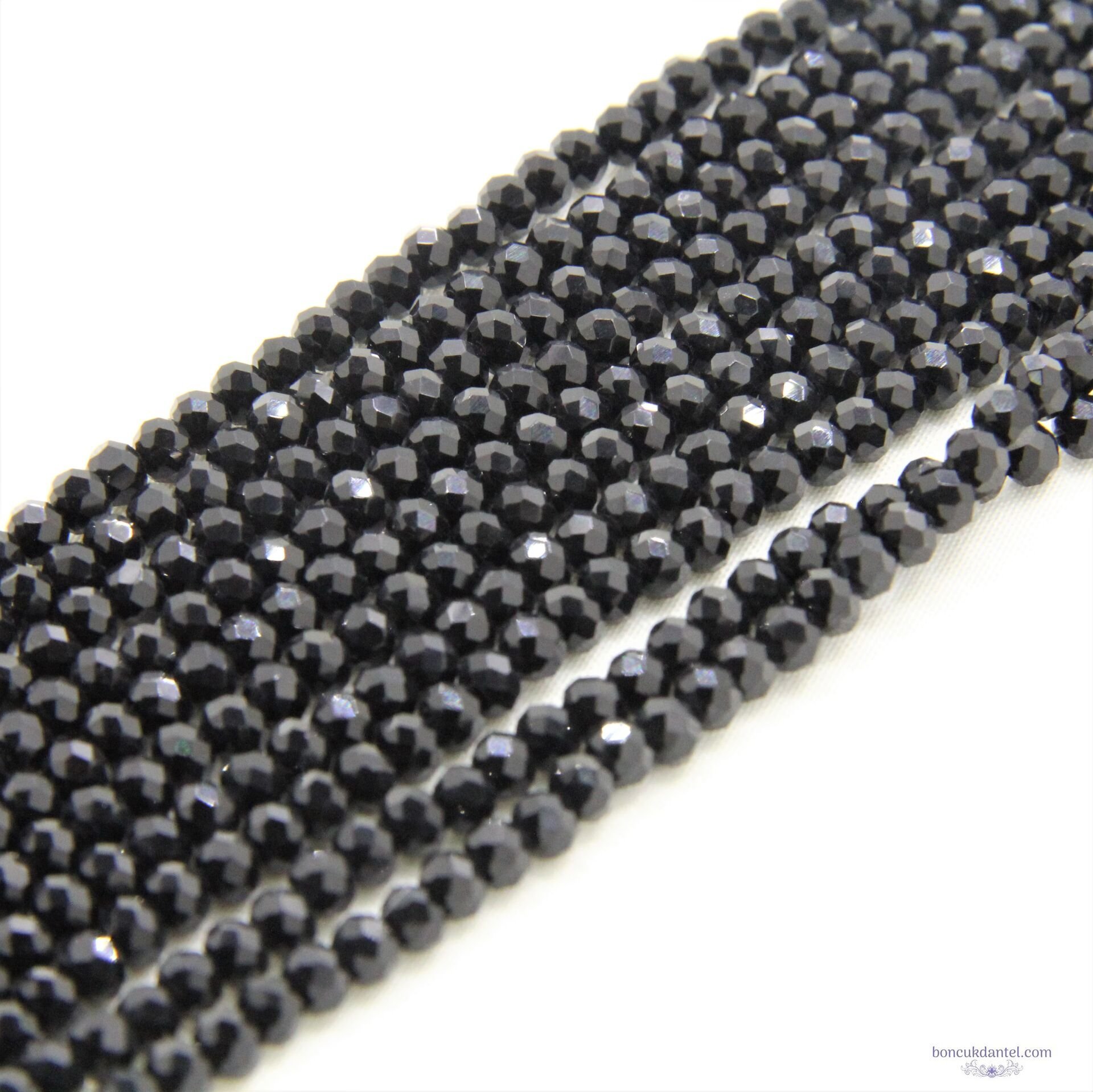 4mm Basık Dizi Kristal Siyah