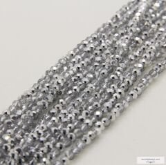 4mm Basık Dizi Kristal Yarı Gümüş Rengi