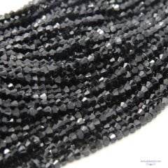 4mm Piramit Dizi Kristal Siyah
