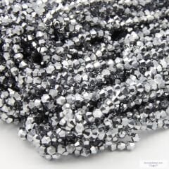 4mm Piramit Dizi Kristal Kaplama Gümüş Rengi