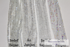 4mm Piramit Dizi Kristal Az Janjanlı Şeffaf Cam Rengi