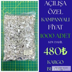 7*15 Mekik Şeklinde Gümüş Renk Kaplama Kasalı Cam Taş (1 Paket 1000 Adet'dir.) - KAMPANYALI FİYAT