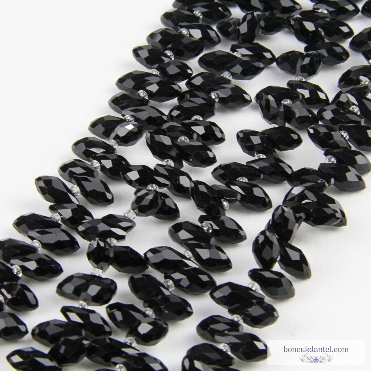 6x12mm Damla Dizi Kristal Siyah