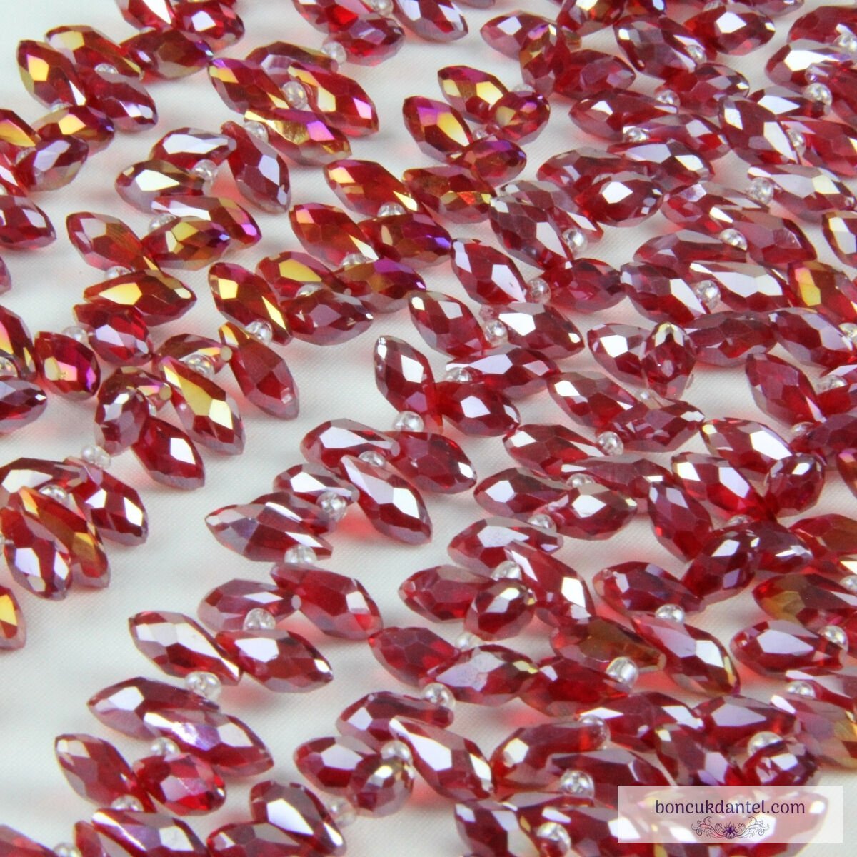 6x12mm Damla Dizi Kristal Kırmızı Janjanlı Renk