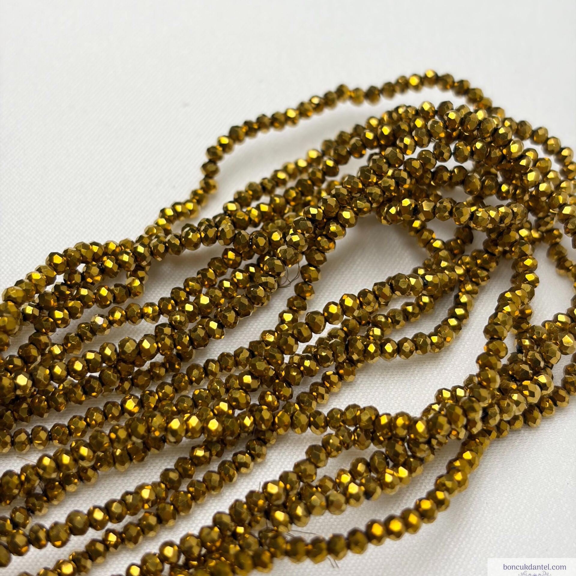 1mm Basık Kristal Kaplama Gold Rengi