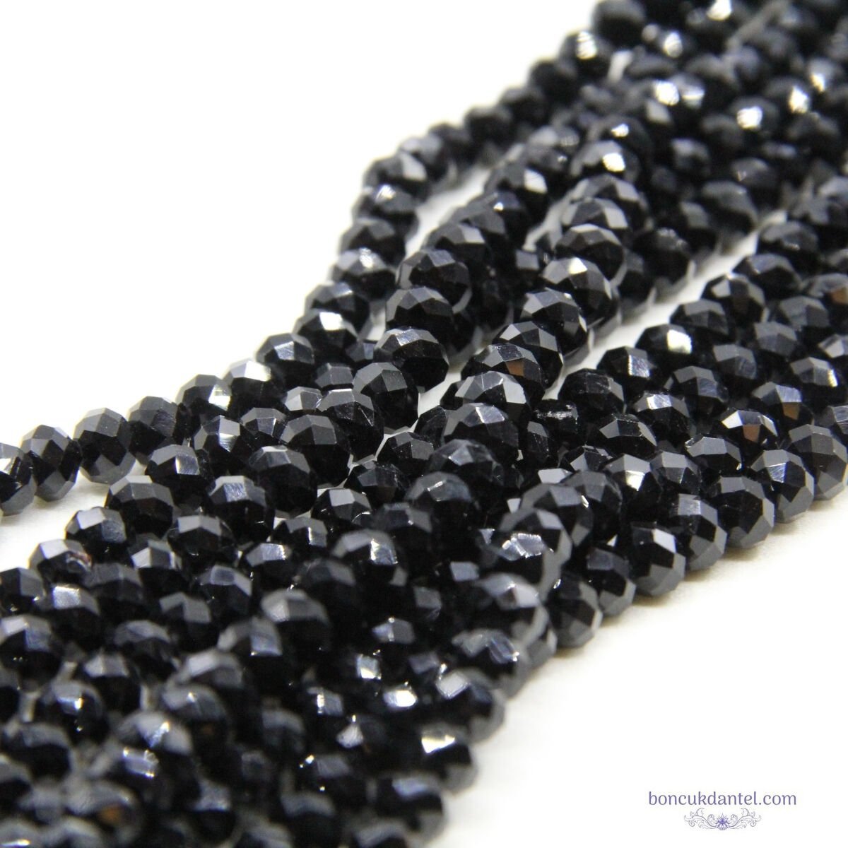 8mm Basık Dizi Kristal Siyah