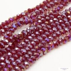 6mm Basık Dizi Kristal Bordo Janjanlı Renk