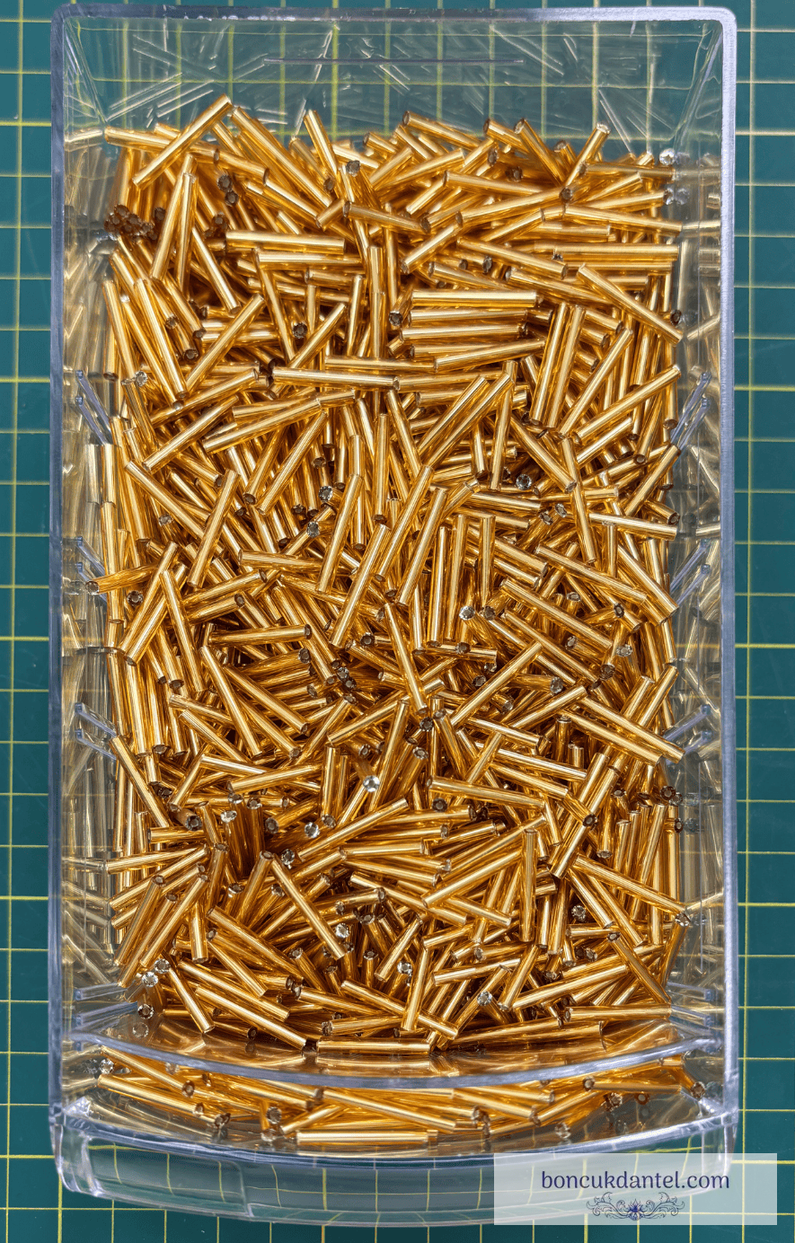 2 CM Boru Cam Boncuk Altın Rengi