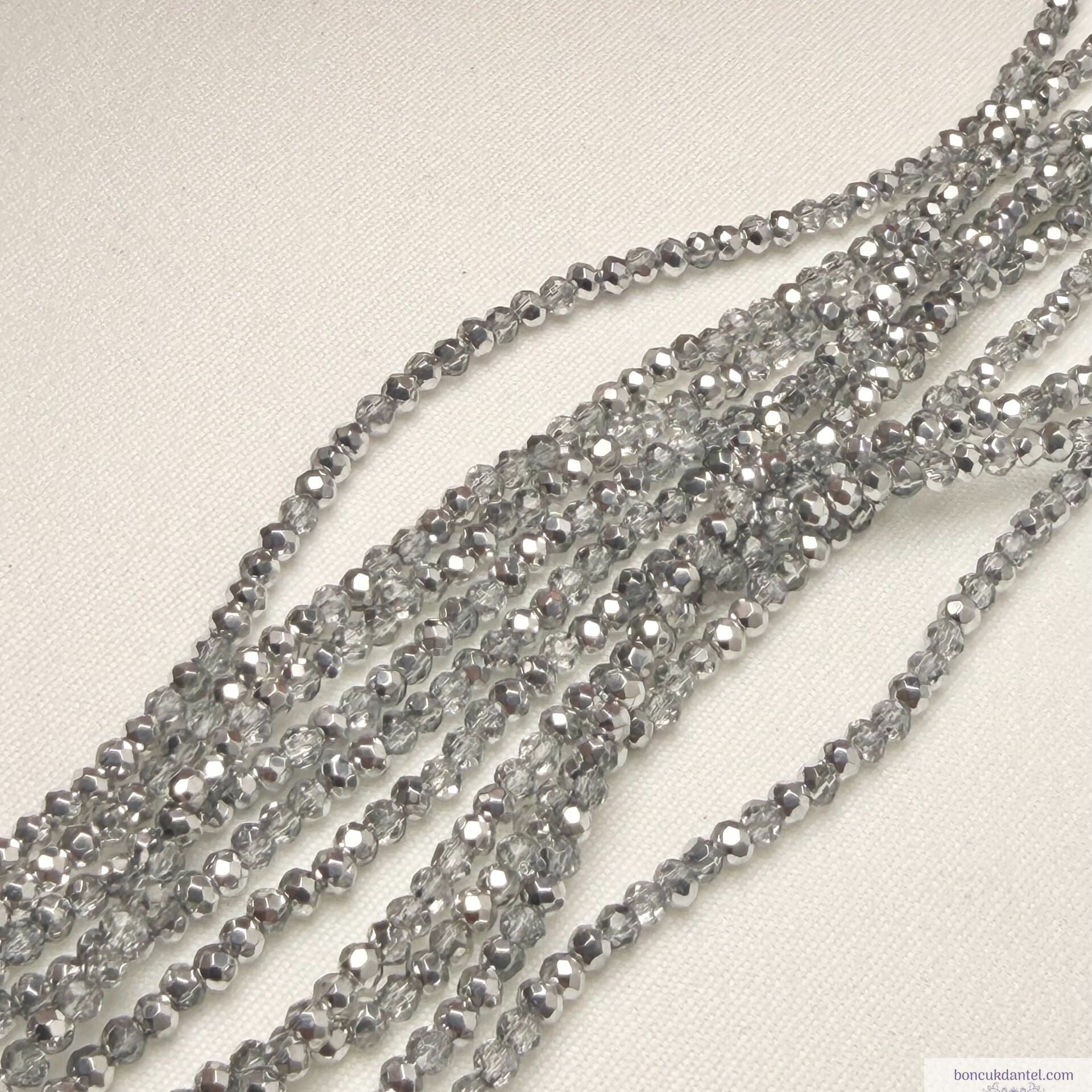 1mm Basık Kristal Çift Gümüş Rengi