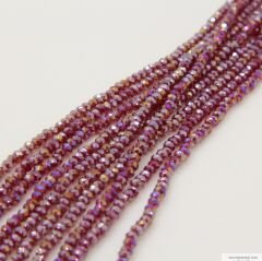3mm Basık Dizi Kristal Bordo Janjanlı Renk