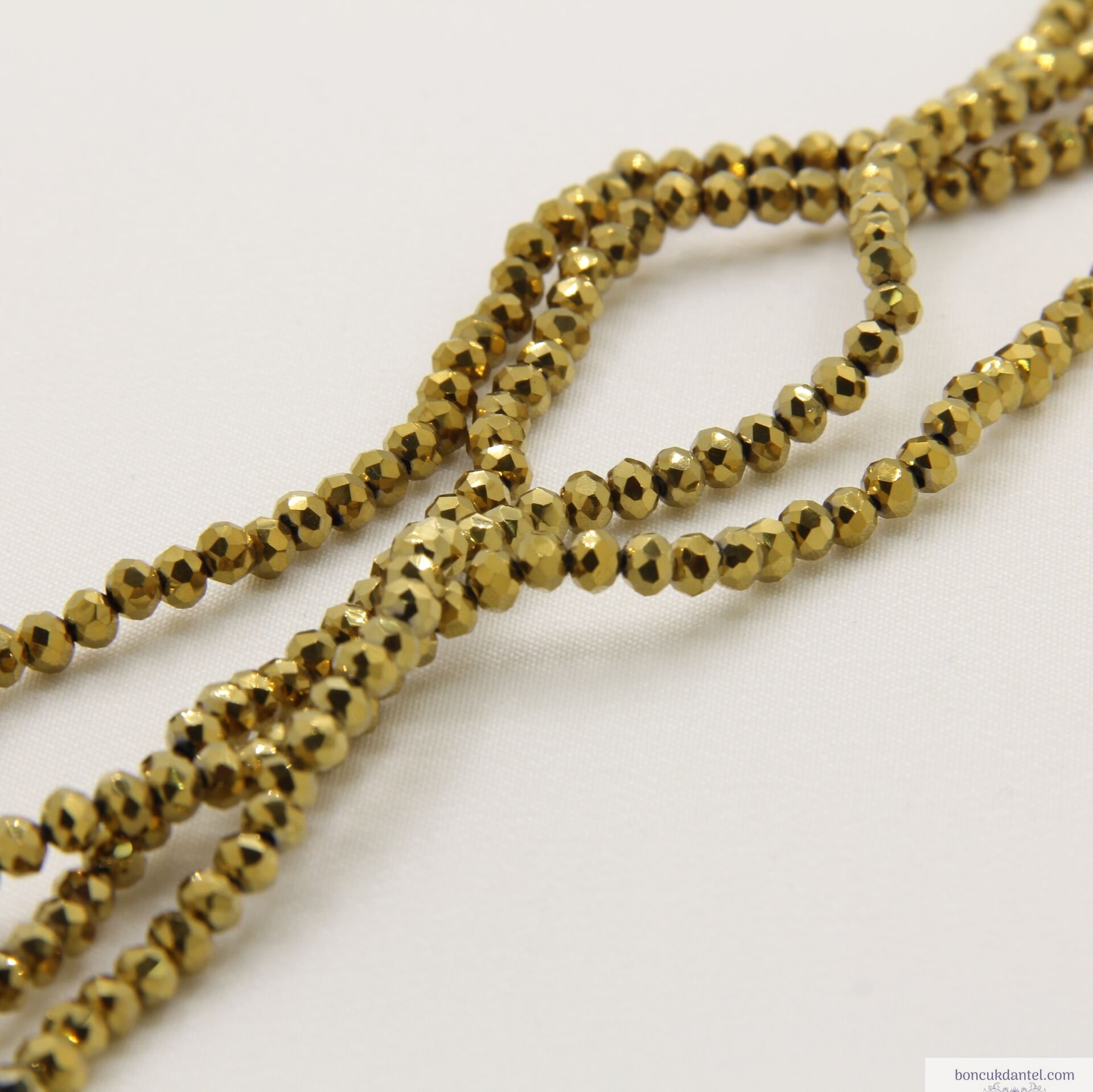 4mm Basık Dizi Kristal Kaplama Gold