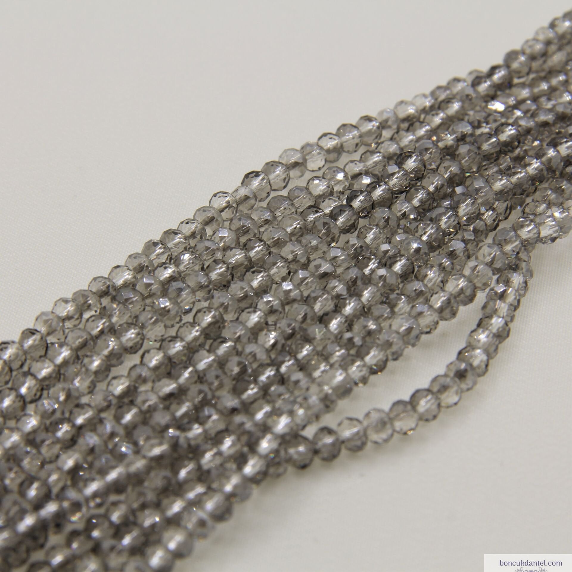 4mm Basık Dizi Kristal Duman Rengi