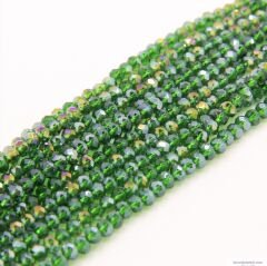 4mm Basık Dizi Kristal Zümrüt Yeşili Rengi