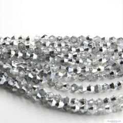 4mm Piramit Dizi Kristal Yarı Gümüş Rengi