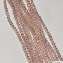 3mm Piramit Dizi Kristal Pudra Pembe Rengi