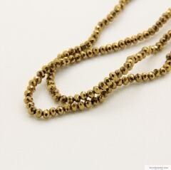3mm Basık Dizi Kristal Kaplama Gold Rengi