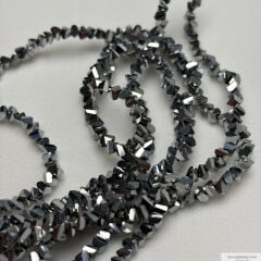 4mm Üçgen (Çapraz) Kristal Kaplama Gümüş Rengi