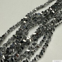 4mm Üçgen (Çapraz) Kristal Çift Gümüş Rengi