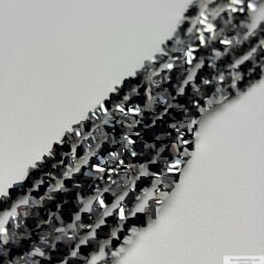 4mm Üçgen (Çapraz) Kristal Siyahlı Gümüşlü Rengi