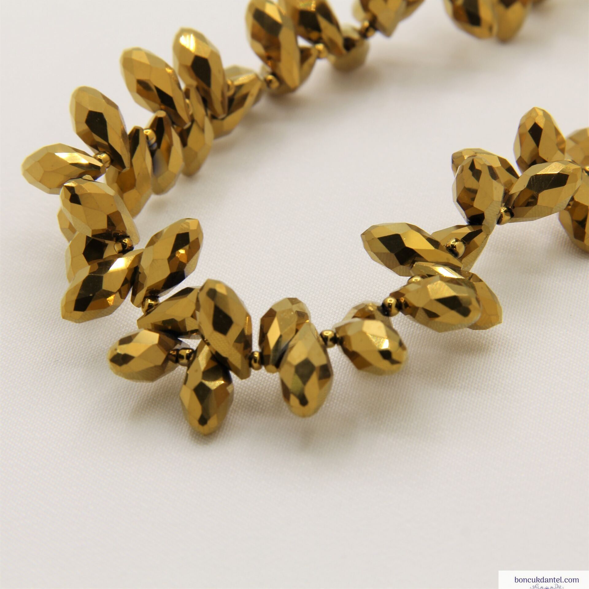 6x12mm Damla Dizi Kristal Kaplama Gold Rengi