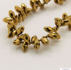 6x12mm Damla Dizi Kristal Kaplama Gold Rengi