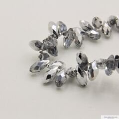 6x12mm Damla Dizi Kristal Çift Taraflı Gümüş Rengi