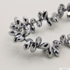 6x12mm Damla Dizi Kristal Kaplama Gümüş Rengi