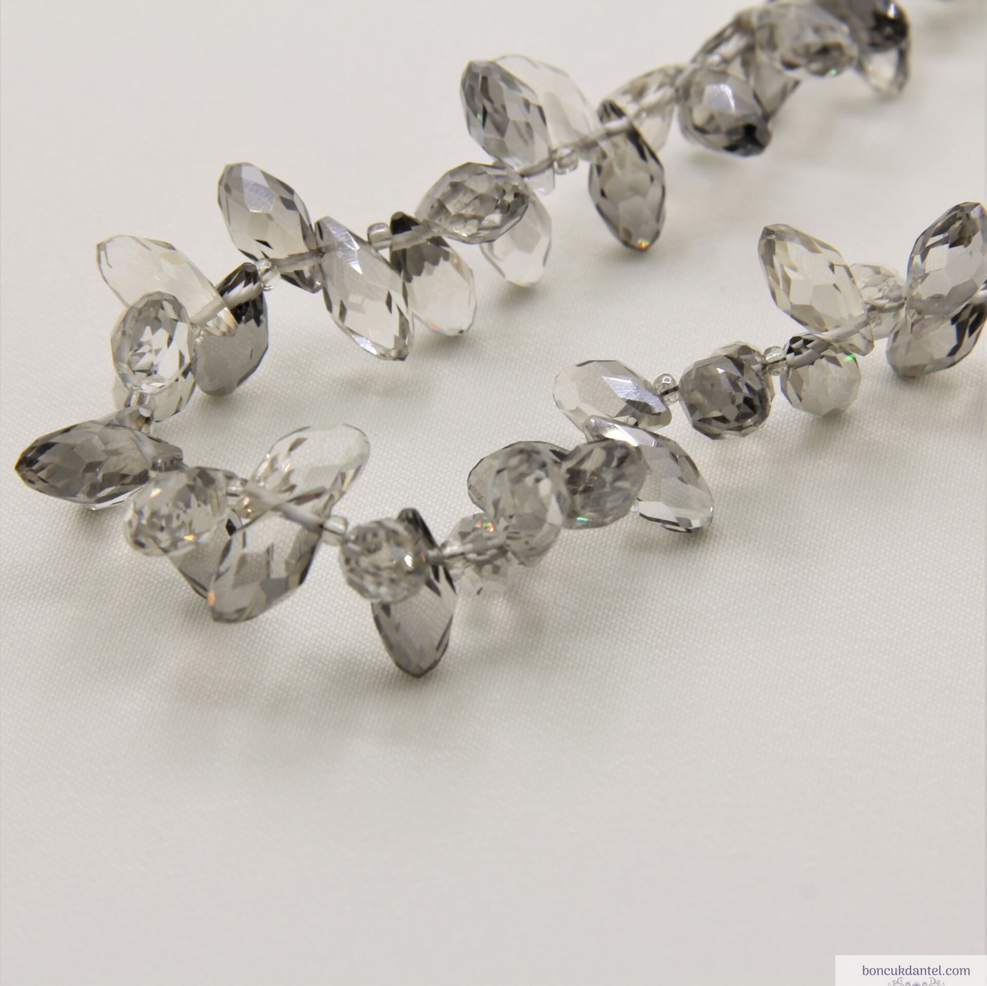 6x12mm Damla Dizi Kristal Duman Rengi