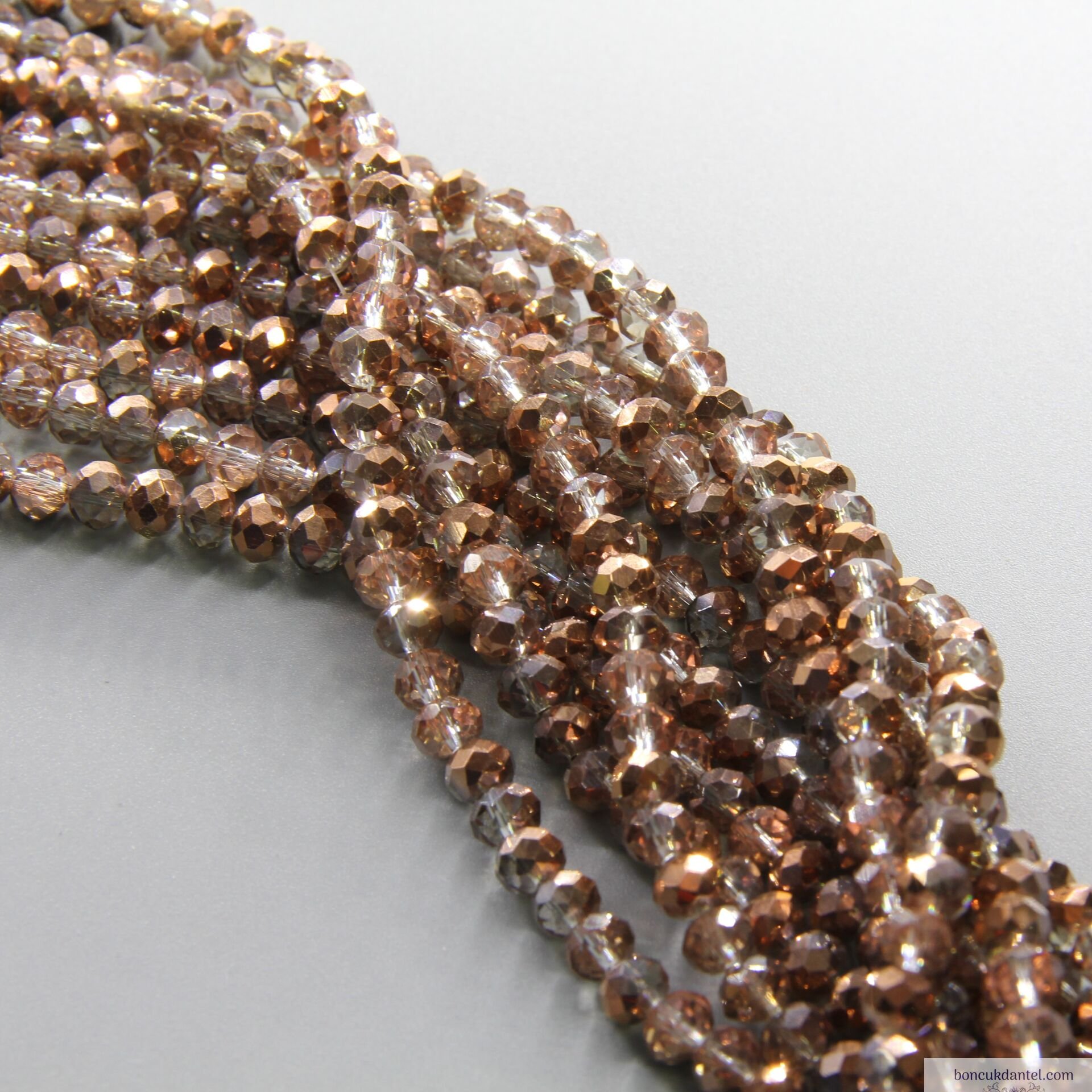 6mm Basık Dizi Kristal Yarı Bakır Rengi