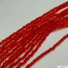 2mm Basık Kristal  Şeffaf Kırmızı Rengi
