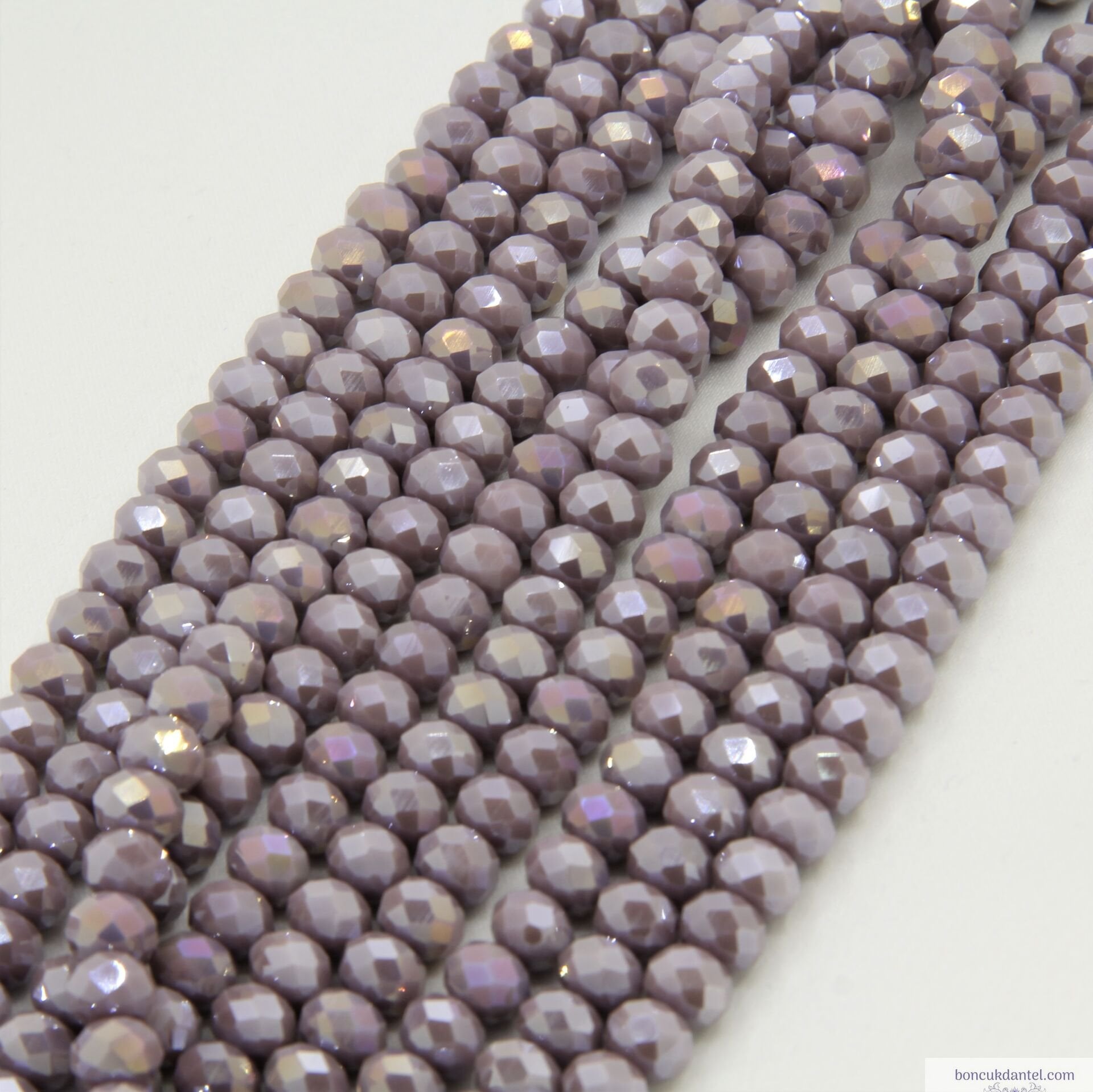 8mm Basık Dizi Kristal Mat Gri Rengi