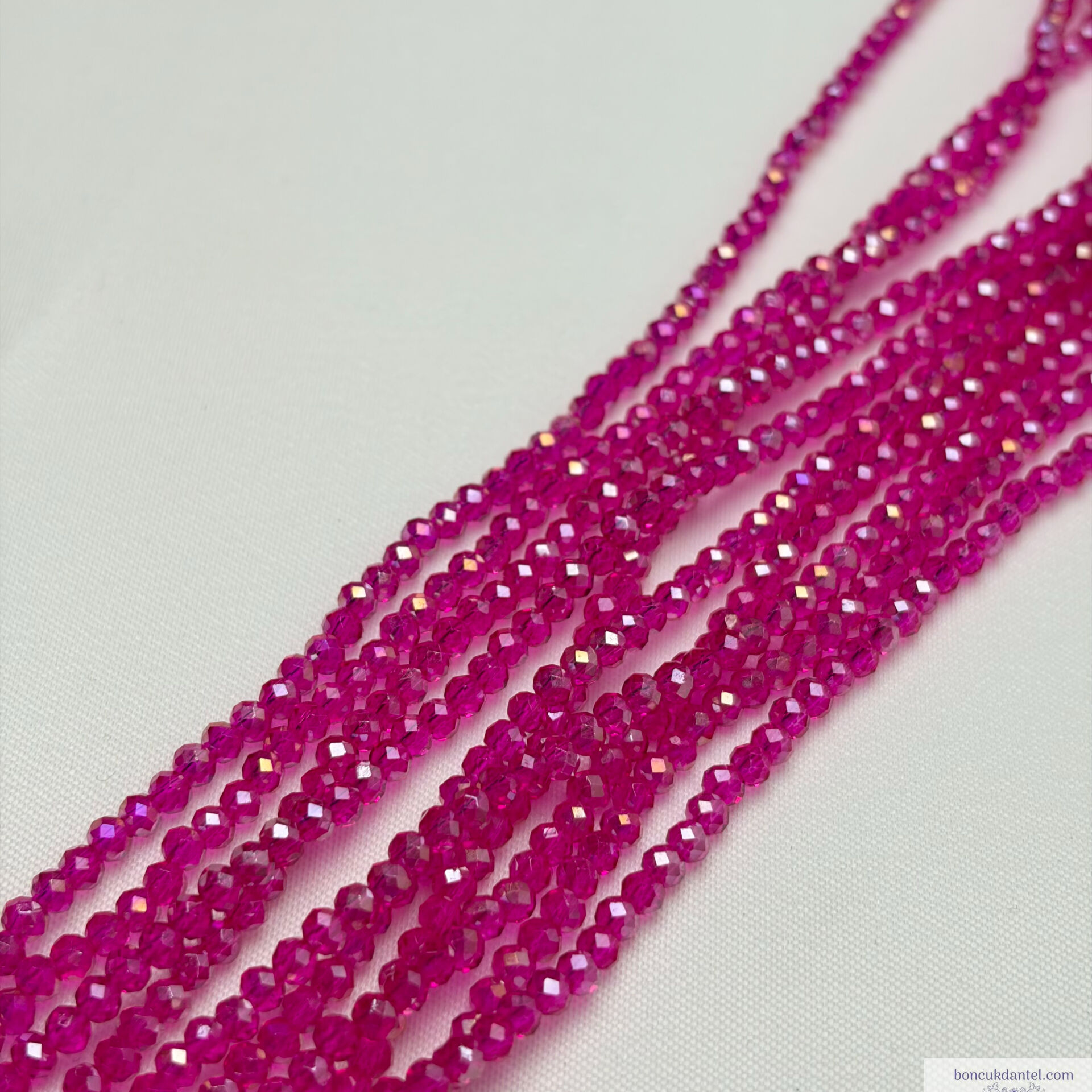 2mm Basık Kristal Fuşya Rengi