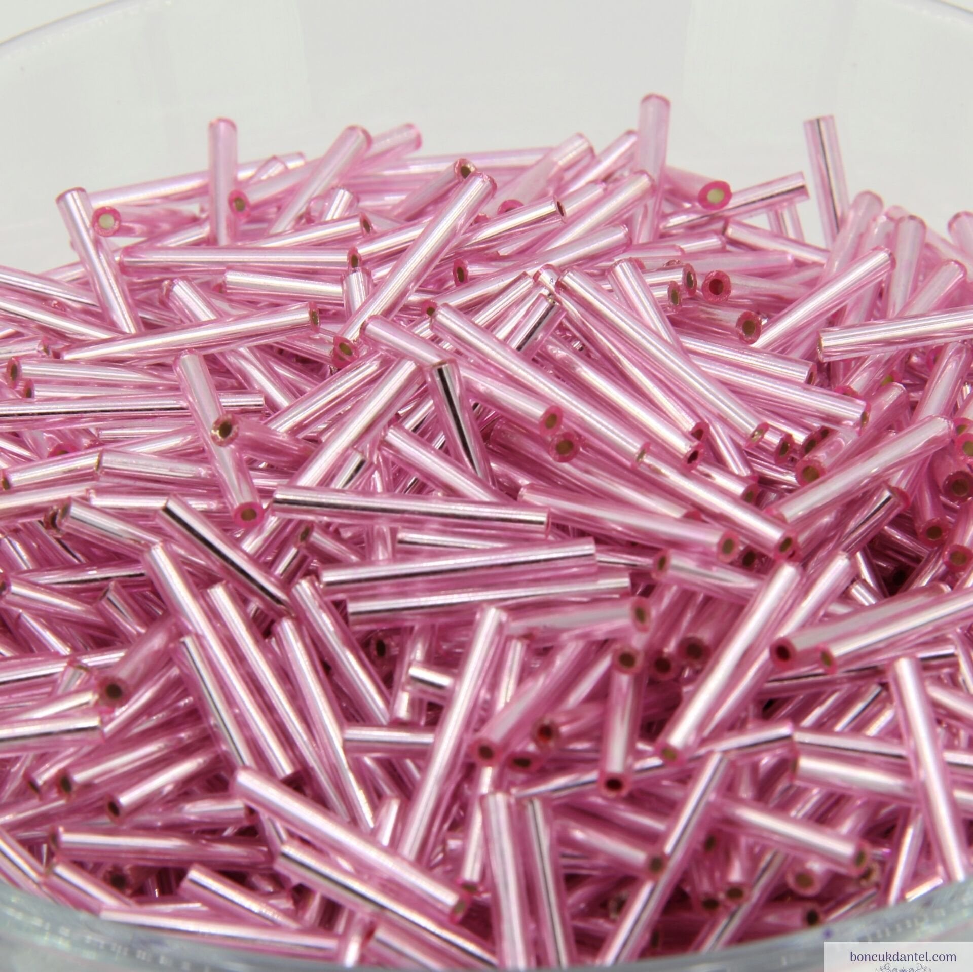 2 CM Boru Cam Boncuk Pembe Rengi