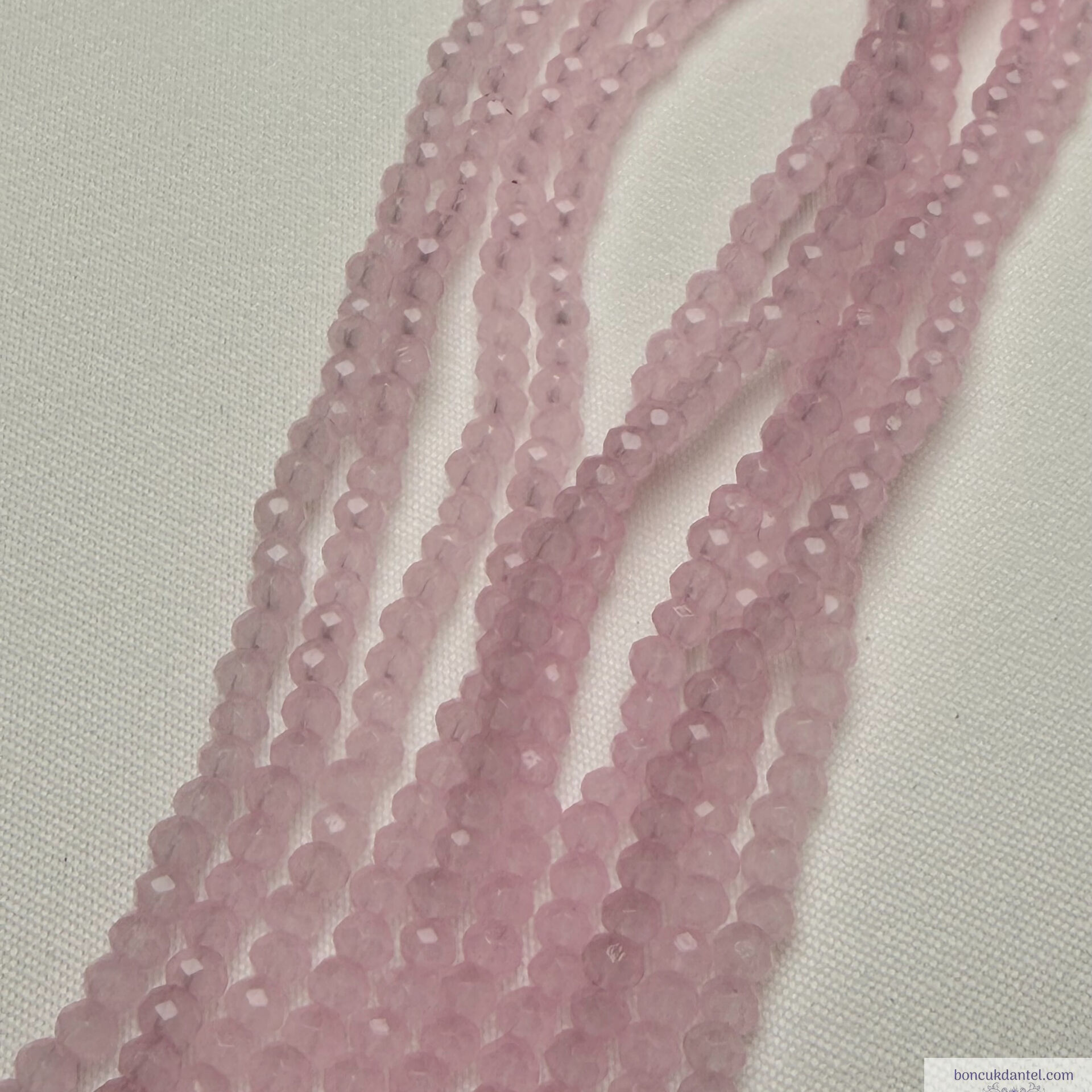 2mm Basık Kristal Buzlu Pudra Pembe Rengi
