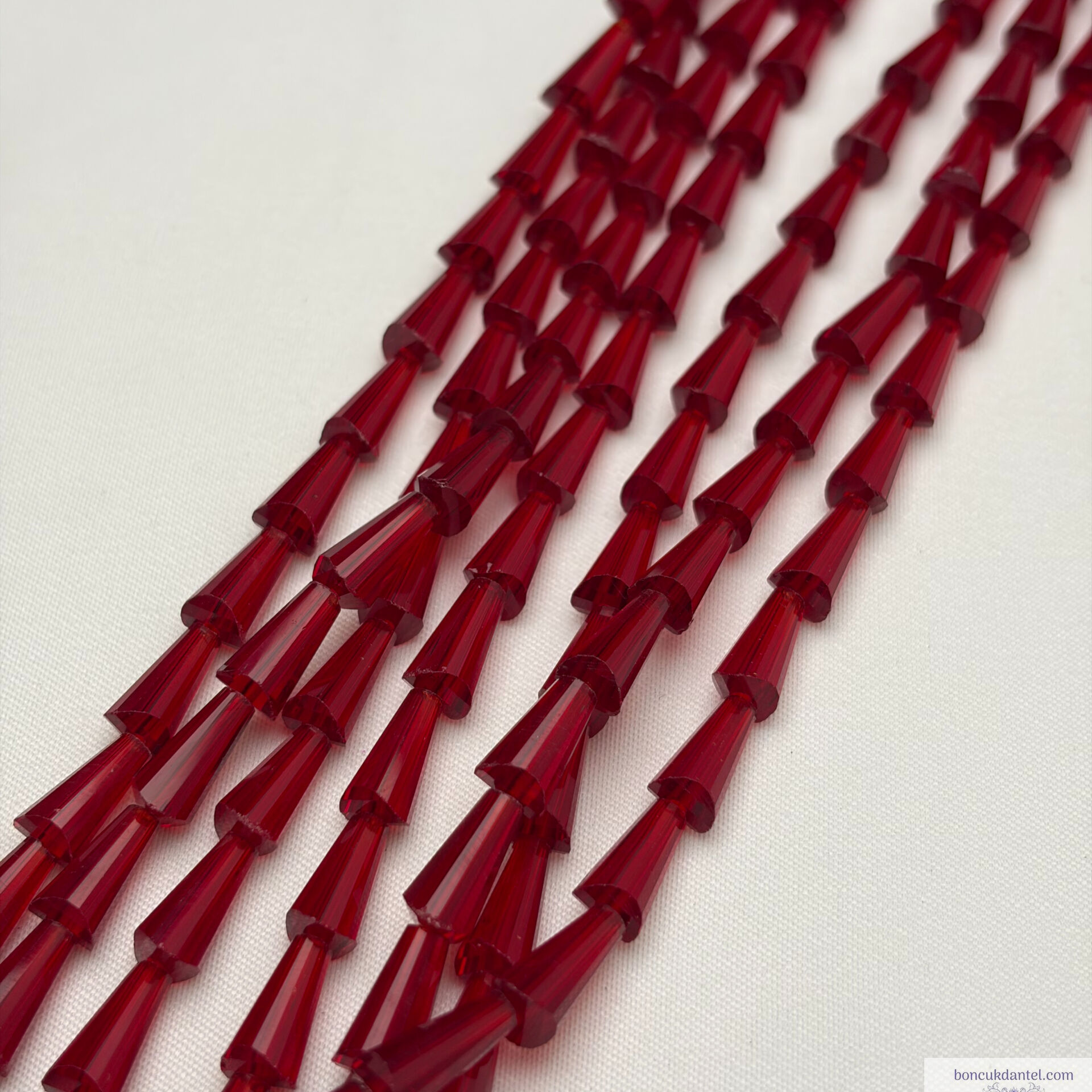 6x12mm Huni Kristal Şeffaf Bordo Rengi