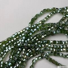4mm Küp Kesim Dizi Kristal Söğüt Yeşili Rengi