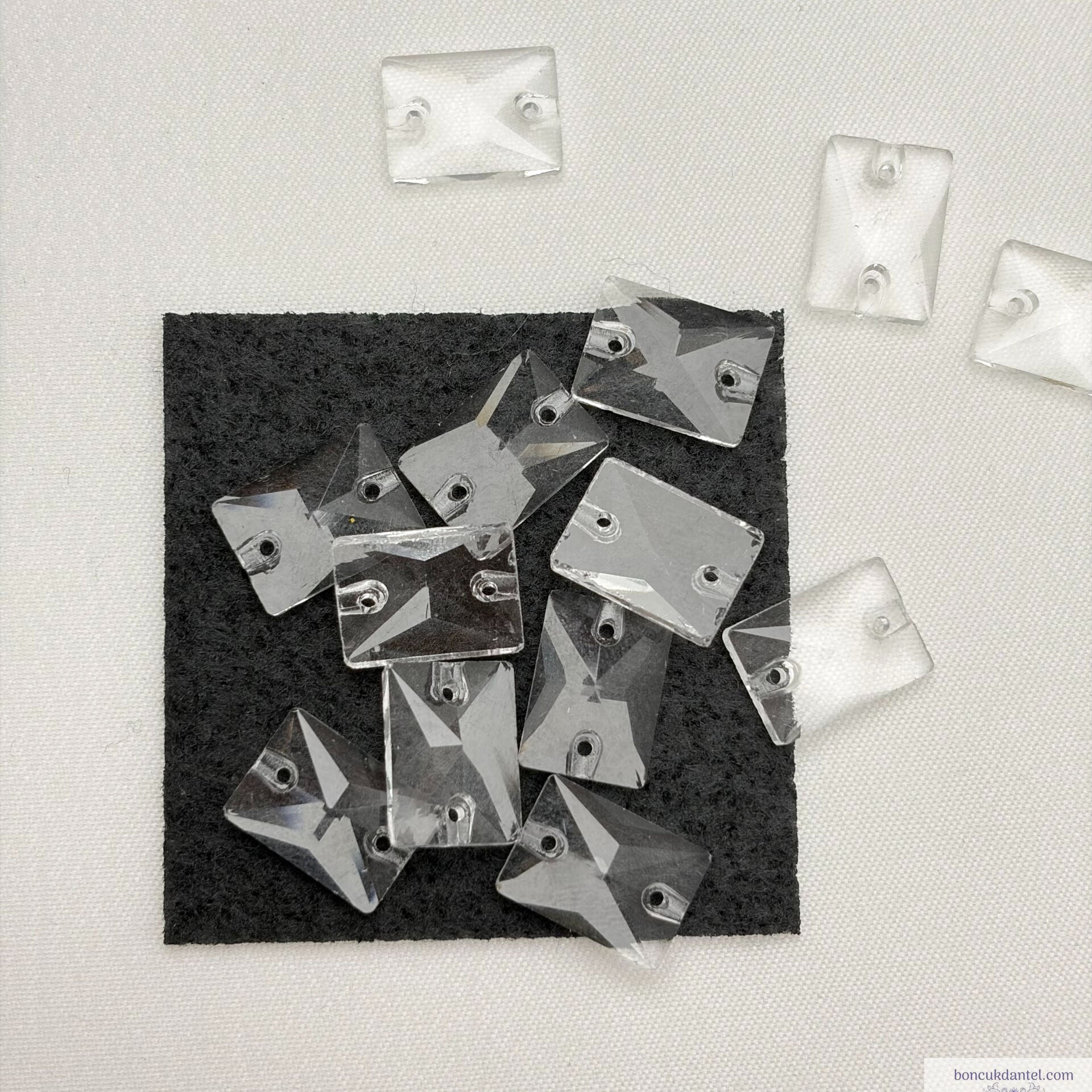10x14mm Dikdörtgen Şeffaf Dikme Cam Taş