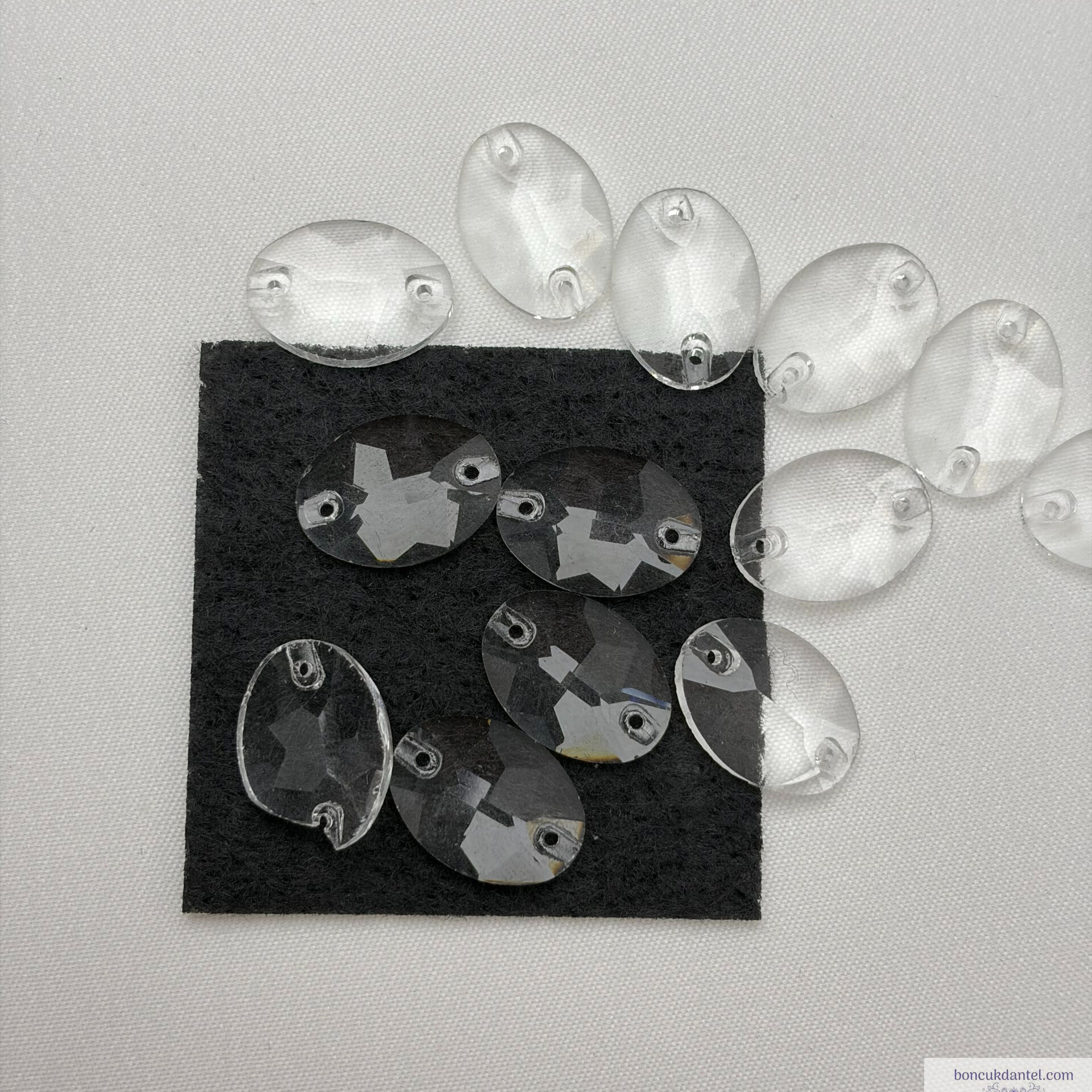 10x14mm Oval Şeffaf Dikme Cam Taş