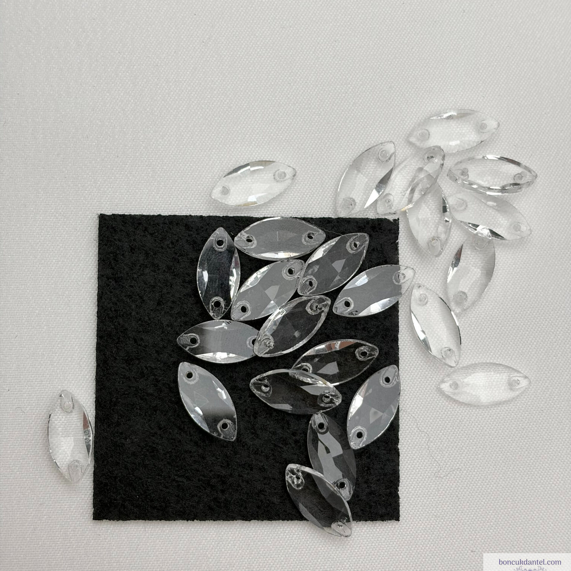 7x15mm Mekik Şeffaf Dikme Cam Taş