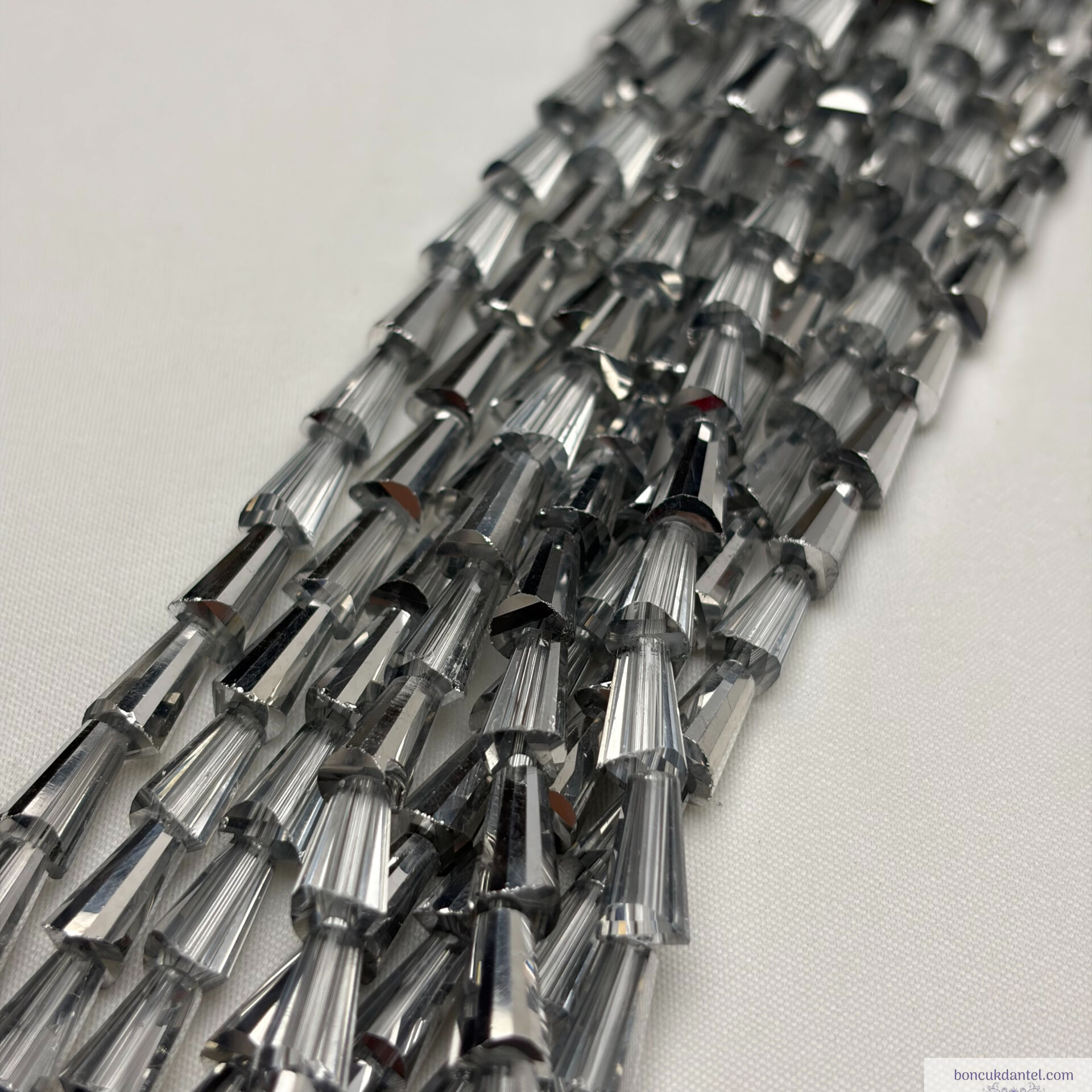 6x12mm Huni Kristal Kaplama Çift Gümüş Rengi