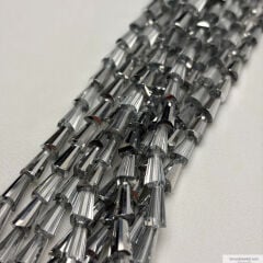 6x12mm Huni Kristal Kaplama Çift Gümüş Rengi
