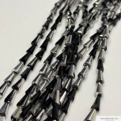 6x12mm Huni Kristal Kaplama Siyahlı Gümüşlü Rengi