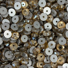 8mm  Dikme Cam Taş Gold Rengi - Ortadan Delikli Yuvarlak